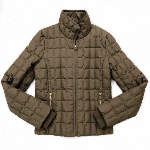 J. Crew Snowcap Quilted Down Puffer Coat Jacket - Olive Army Green - Extra Small - Picture 1 of 9